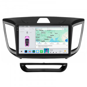 Штатная магнитола Lesko для Hyundai Creta I 2016-2020 экран 10" 4/64 QLED CarPlay 4G Wi-Fi GPS 360 Prime