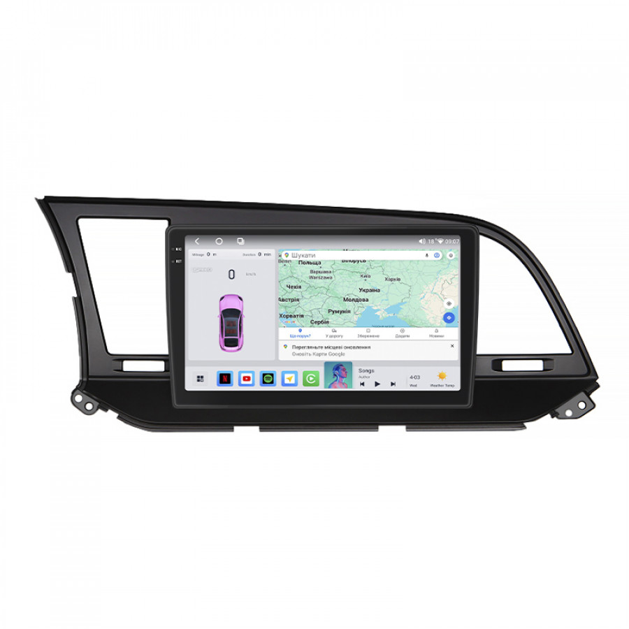 Штатная магнитола Lesko для Hyundai Elantra VI (AD) Рестайлинг 2018-2020 экран 9" 4/64 QLED CarPlay 4G Wi-Fi GPS 360 Prime