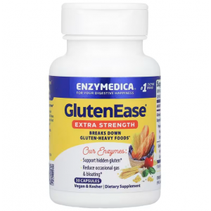Ферменти для перетравлення глютену і казеїну, GlutenEase, Enzymedica, для веганів, 30 капсул