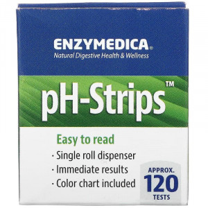 Тест-смужки для визначення рН, pH-Strips, Enzymedica, одноразовий дозатор, 120 тестів