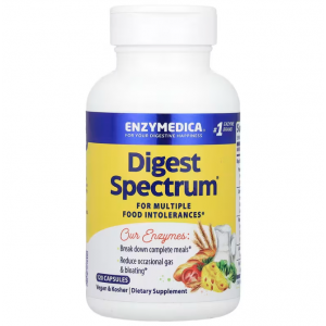 Ферменти від харчової непереносимості, Digest Spectrum, Enzymedica, для веганів, 120 капсул