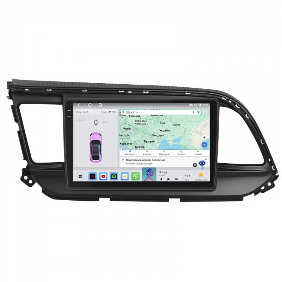 Штатная магнитола Lesko для Hyundai Elantra VI (AD) Рестайлинг ver 2 2018-2020 экран 9" 4/64 QLED CarPlay 4G Wi-Fi GPS 360 Prime