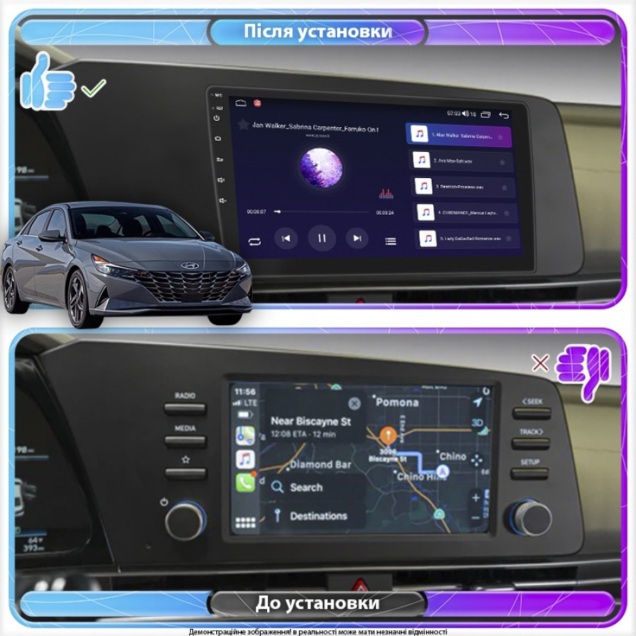 Штатная магнитола Lesko для Hyundai Elantra VII (CN7) 2020-н.в. экран 9" 6/128Gb 4G Wi-Fi GPS Top