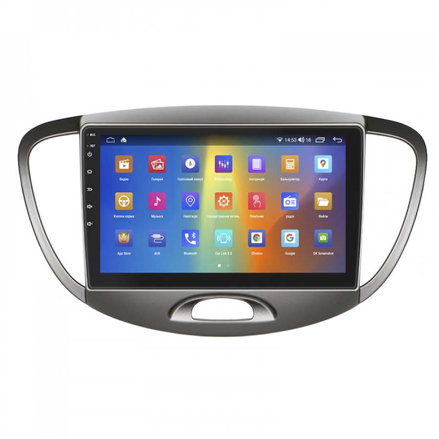 Штатная магнитола Lesko для Hyundai i10 I 2007-2013 экран 9" 4/64Gb CarPlay 4G Wi-Fi GPS Prime