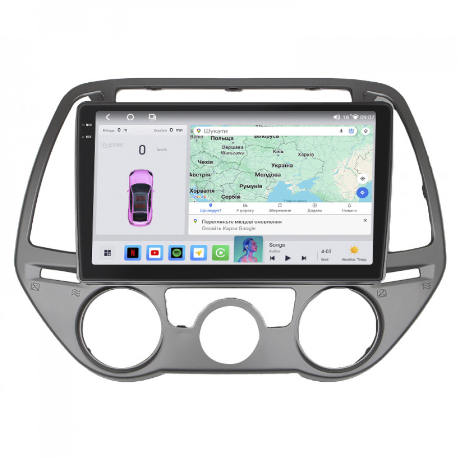 Штатная магнитола Lesko для Hyundai i20 I Рестайлинг 2012-2014 экран 9" 4/64 QLED CarPlay 4G Wi-Fi GPS 360 Prime