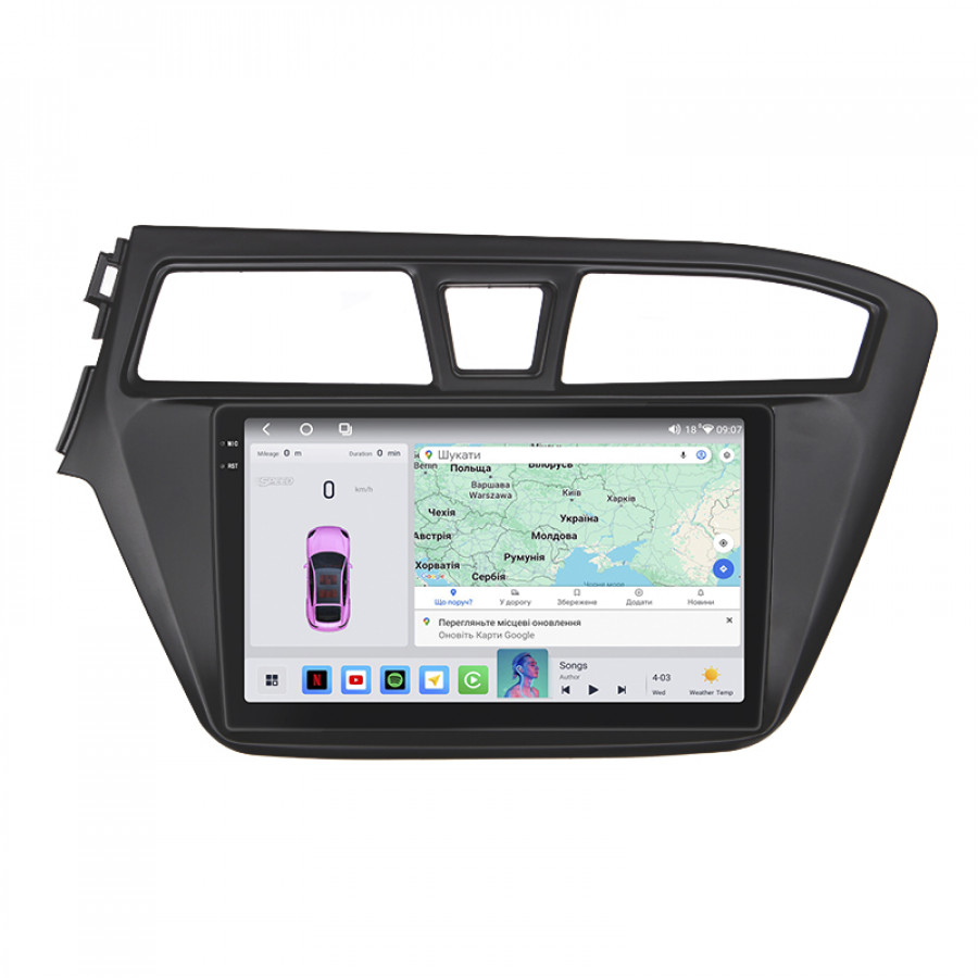 Штатная магнитола Lesko для Hyundai i20 II 2014-2018 экран 9" 4/64 QLED CarPlay 4G Wi-Fi GPS 360 Prime