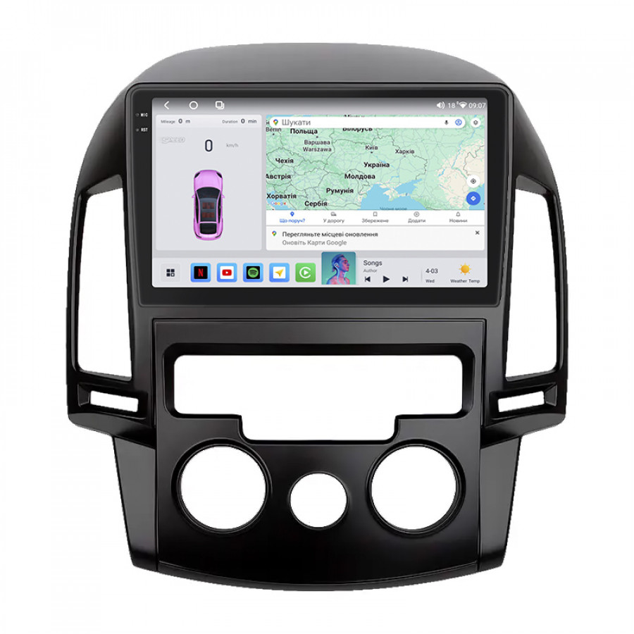 Штатная магнитола Lesko для Hyundai i30 I 2007-2010 экран 9" 4/64 QLED CarPlay 4G Wi-Fi GPS 360 Prime