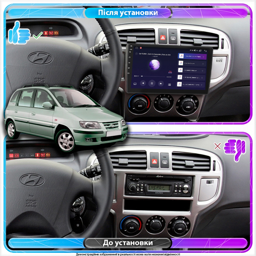 Штатная магнитола Lesko для Hyundai Matrix I 2001-2005 экран 9" 4/64Gb 4G Wi-Fi GPS Top