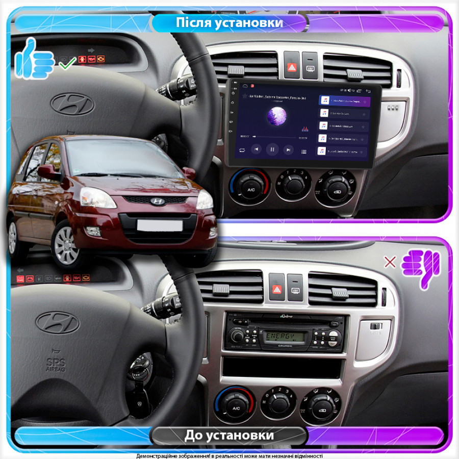 Штатная магнитола Lesko для Hyundai Matrix I Рестайлинг 2 2008-2010 экран 9" 2/32Gb 4G Wi-Fi GPS Top