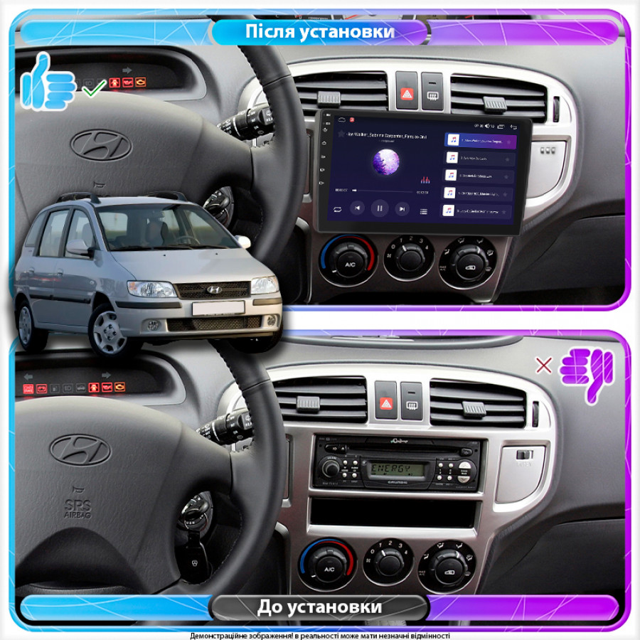 Штатная магнитола Lesko для Hyundai Matrix I Рестайлинг 2005-2008 экран 9" 4/64Gb CarPlay 4G Wi-Fi GPS Prime