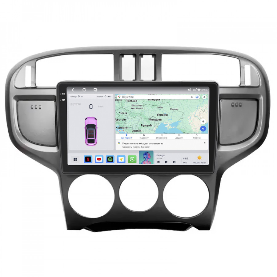 Штатная магнитола Lesko для Hyundai Matrix I Рестайлинг 2005-2008 экран 9" 4/64 QLED CarPlay 4G Wi-Fi GPS 360 Prime
