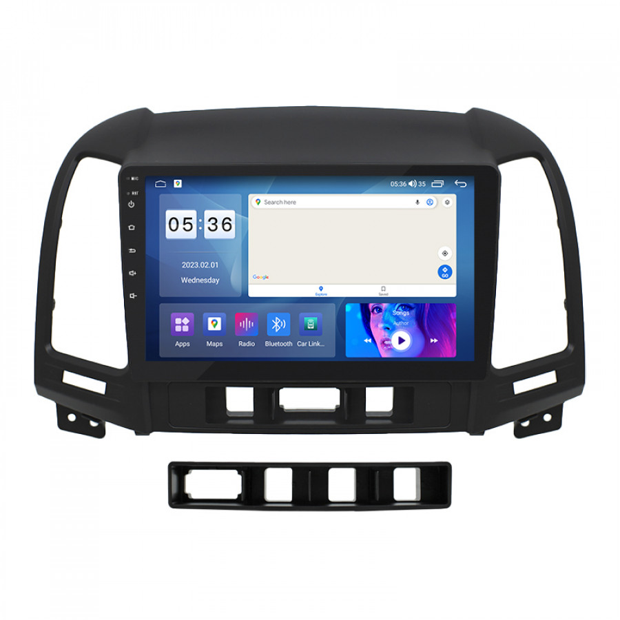 Штатная магнитола Lesko для Hyundai Santa Fe II 2005-2010 экран 9" 2/32Gb CarPlay 4G Wi-Fi GPS Prime