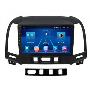 Штатная магнитола Lesko для Hyundai Santa Fe II 2005-2010 экран 9" 4/64Gb 4G Wi-Fi GPS Top