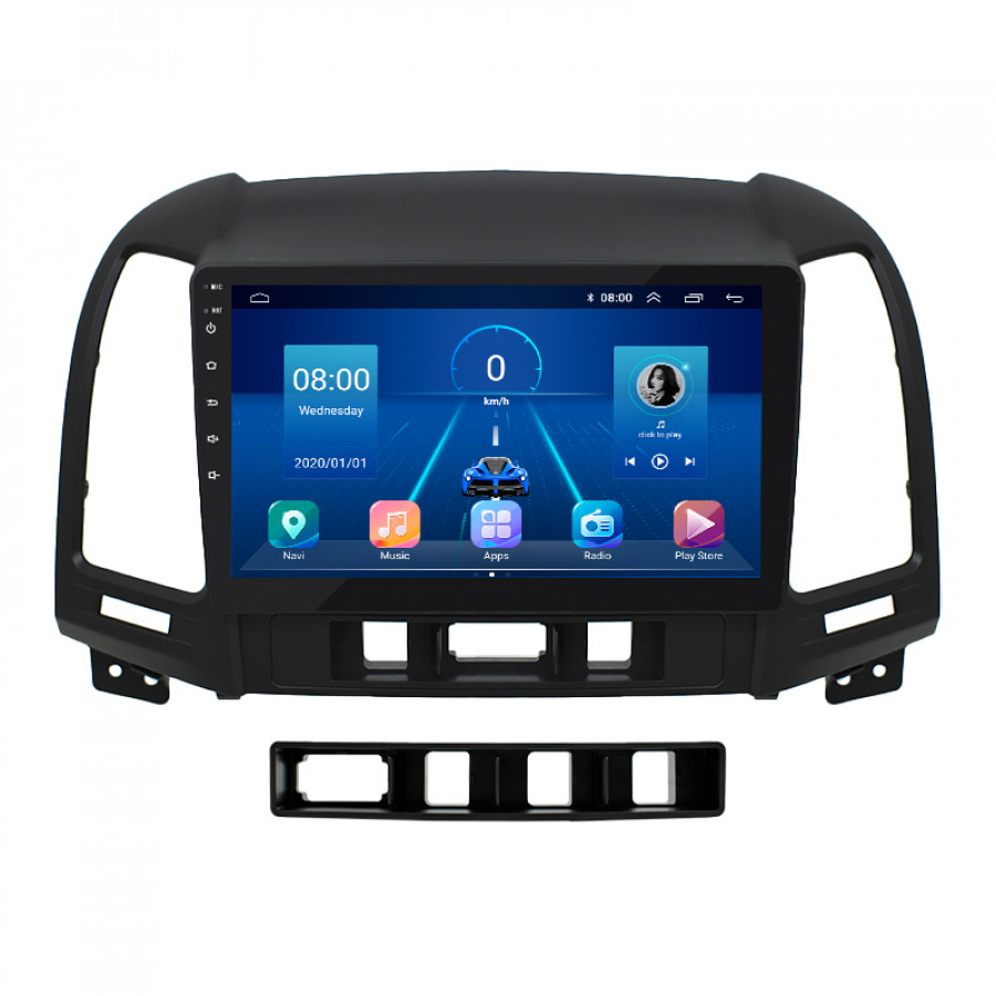 Штатная магнитола Lesko для Hyundai Santa Fe II 2005-2010 экран 9" 4/64Gb 4G Wi-Fi GPS Top