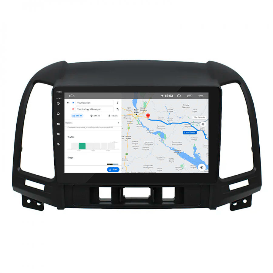 Штатная магнитола Lesko для Hyundai Santa Fe II Рестайлинг 2009-2012 экран 9" 2/32Gb Wi-Fi GPS Base