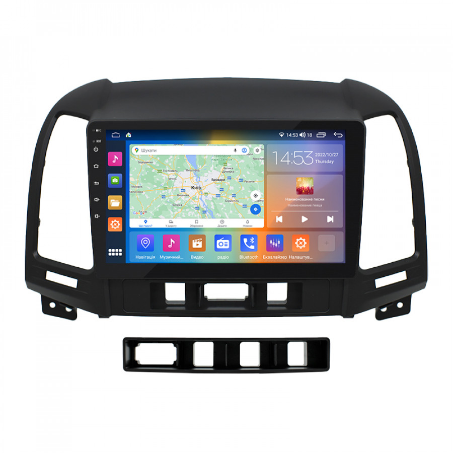 Штатная магнитола Lesko для Hyundai Santa Fe II Рестайлинг 2009-2012 экран 9" 4/64Gb CarPlay 4G Wi-Fi GPS Prime