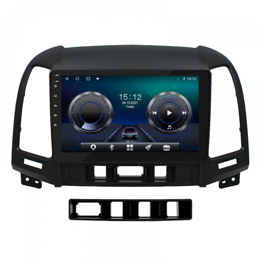 Штатная магнитола Lesko для Hyundai Santa Fe II Рестайлинг 2009-2012 экран 9" 4/64Gb 4G Wi-Fi GPS Top