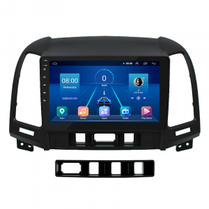 Штатная магнитола Lesko для Hyundai Santa Fe II Рестайлинг 2009-2012 экран 9" 6/128Gb 4G Wi-Fi GPS Top