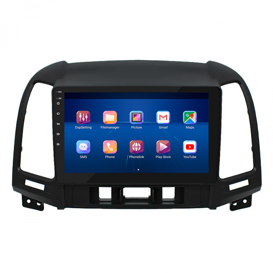 Штатная магнитола Lesko для Hyundai Santa Fe II Рестайлинг 2009-2012 экран 9" 6/128Gb 4G Wi-Fi GPS Top