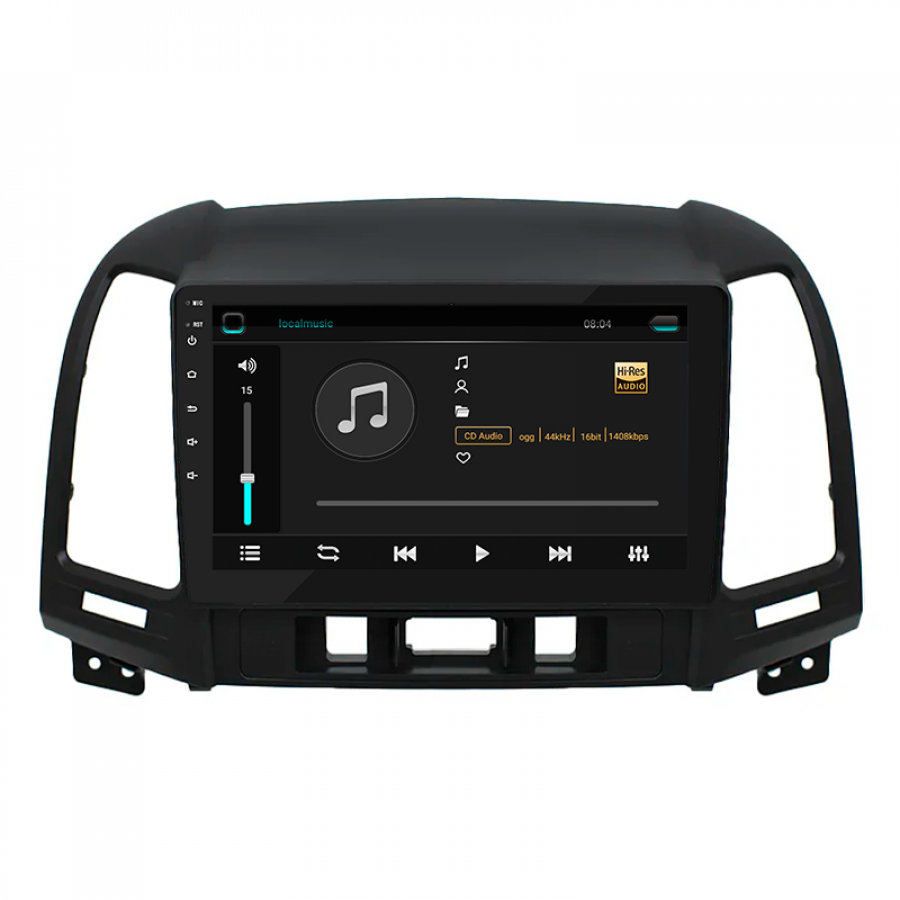 Штатная магнитола Lesko для Hyundai Santa Fe II Рестайлинг 2009-2012 экран 9" 6/128Gb 4G Wi-Fi GPS Top