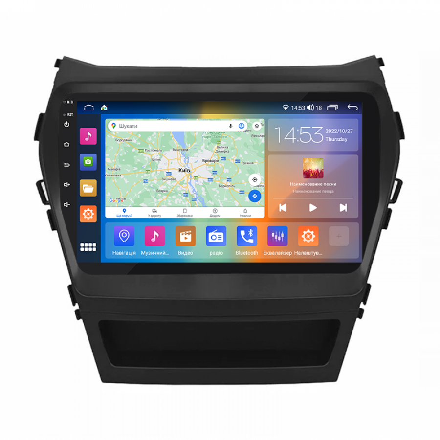 Штатная магнитола Lesko для Hyundai Santa Fe III 2012-2016 экран 9" 4/64Gb CarPlay 4G Wi-Fi GPS Prime