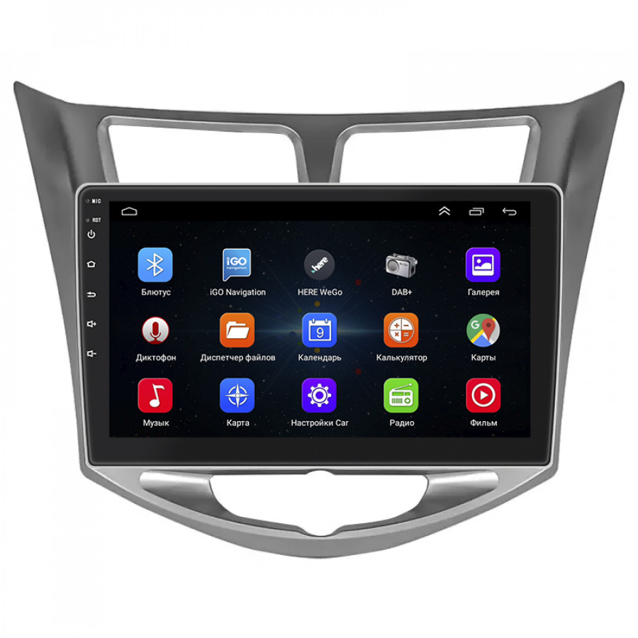 Штатная магнитола Lesko для Hyundai Solaris I Рестайлинг 2014-2017 экран 10" 1/16Gb Wi-Fi GPS Base