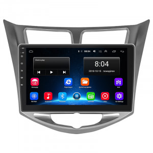 Штатная магнитола Lesko для Hyundai Solaris I Рестайлинг 2014-2017 экран 10" 2/32Gb Wi-Fi GPS Base