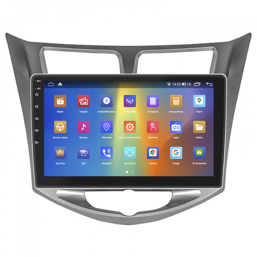 Штатная магнитола Lesko для Hyundai Solaris I Рестайлинг 2014-2017 экран 10" 4/64Gb CarPlay 4G Wi-Fi GPS Prime