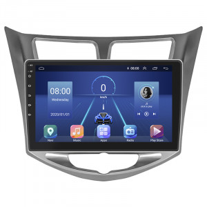 Штатная магнитола Lesko для Hyundai Solaris I Рестайлинг 2014-2017 экран 10" 4/32Gb 4G Wi-Fi GPS Top
