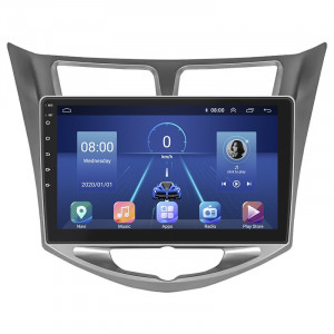 Штатная магнитола Lesko для Hyundai Solaris I Рестайлинг 2014-2017 экран 10" 6/128Gb 4G Wi-Fi GPS Top