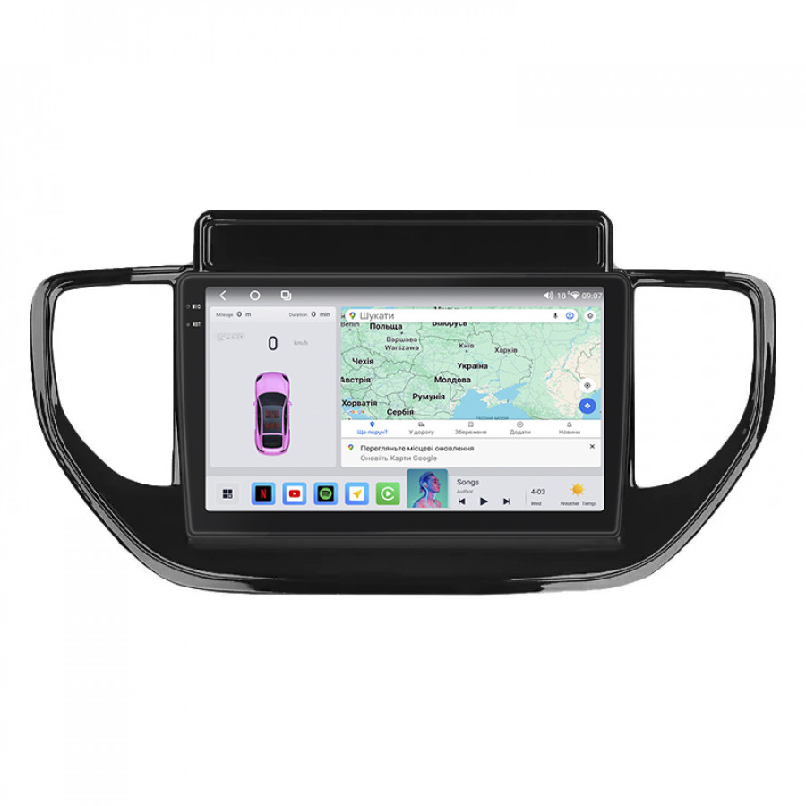 Штатная магнитола Lesko для Hyundai Solaris II Рестайлинг 2020-н.в. экран 9" 4/64 QLED CarPlay 4G Wi-Fi GPS 360 Prime