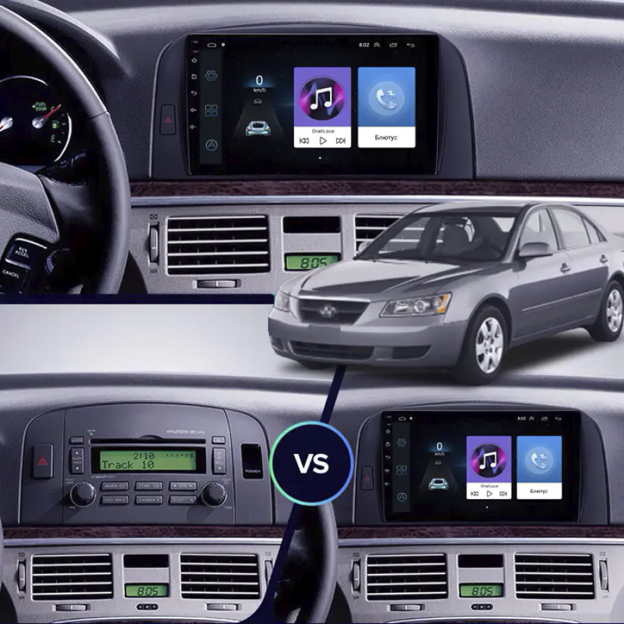 Штатная магнитола Lesko для Hyundai Sonata V (NF) 2004-2010 экран 9" 2/32Gb Wi-Fi GPS Base