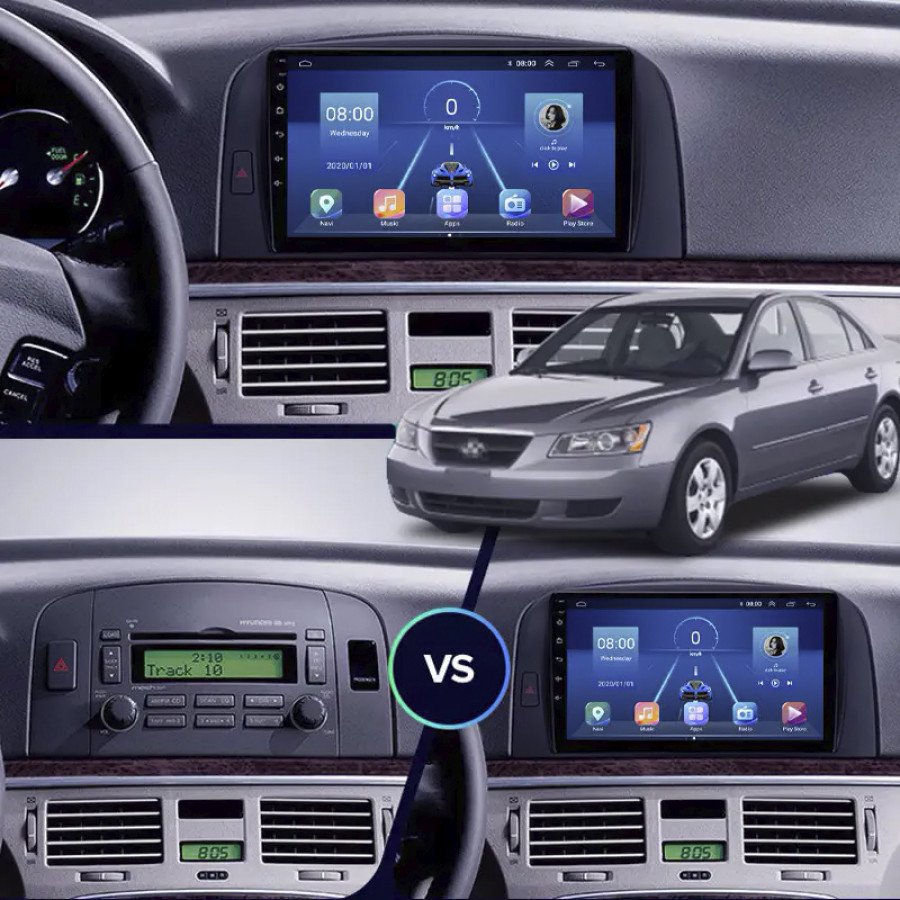 Штатная магнитола Lesko для Hyundai Sonata V (NF) 2004-2010 экран 9" 2/32Gb CarPlay 4G Wi-Fi GPS Prime
