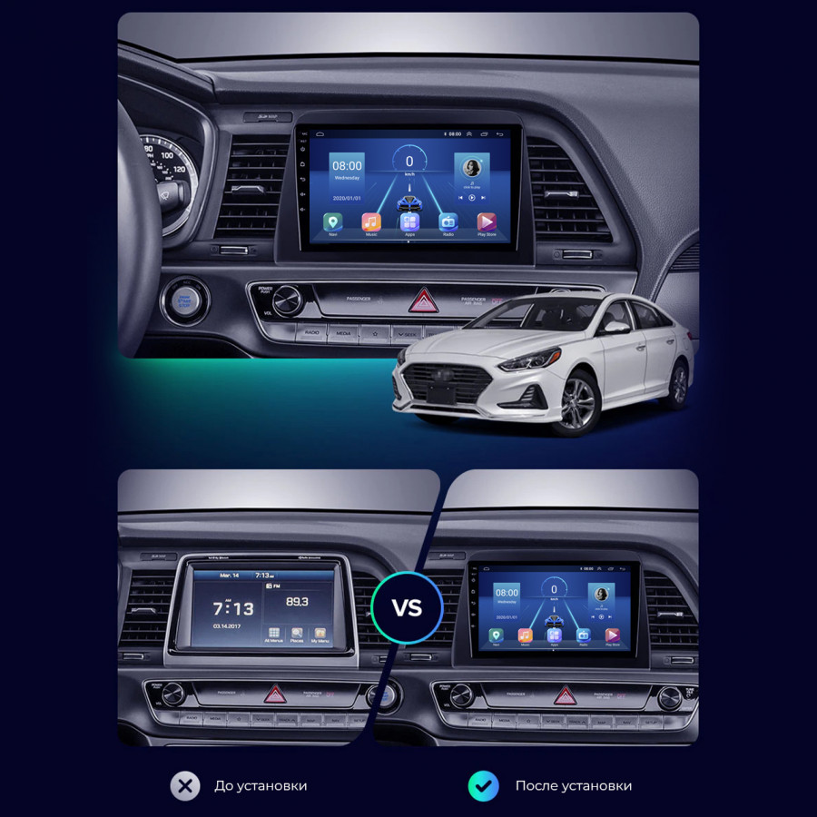 Штатная магнитола Lesko для Hyundai Sonata VII (LF) Рестайлинг 2017-2019 экран 9" 6/128Gb 4G Wi-Fi GPS Top