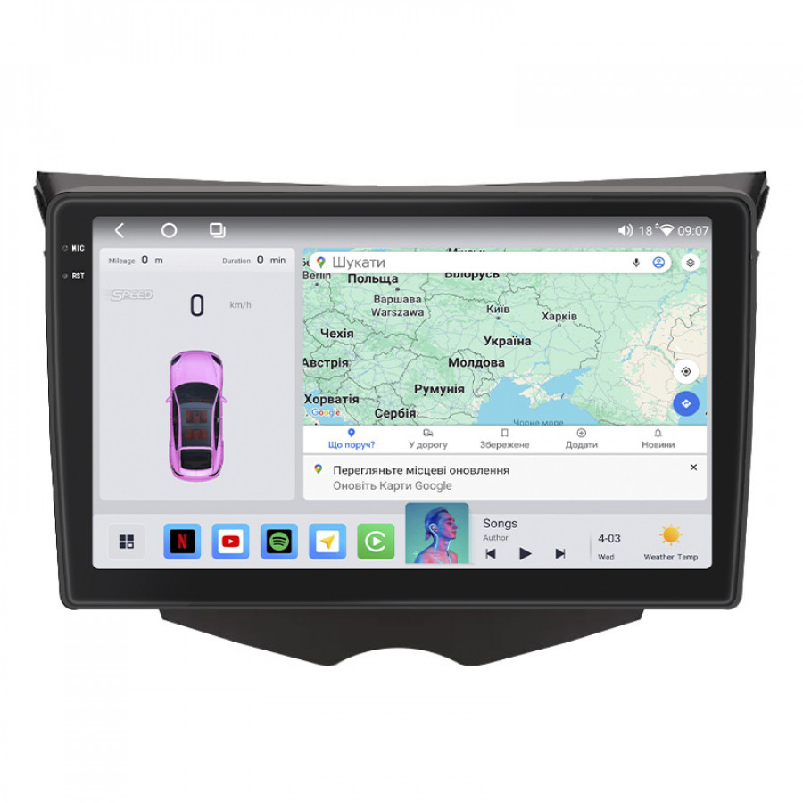 Штатная магнитола Lesko для Hyundai Veloster I Рестайлинг 2015-2017 экран 9" 4/64 QLED CarPlay 4G Wi-Fi GPS 360 Prime