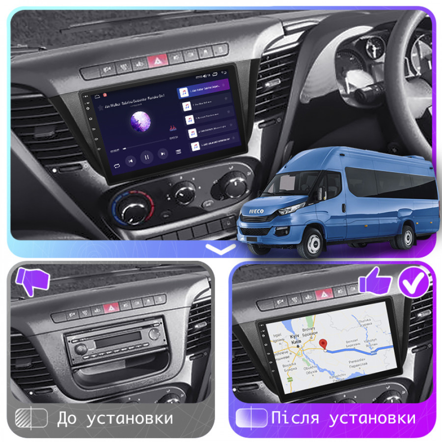 Штатная магнитола Lesko для IVECO Daily VI 2014-2019 экран 9" 2/32Gb 4G Wi-Fi GPS Top
