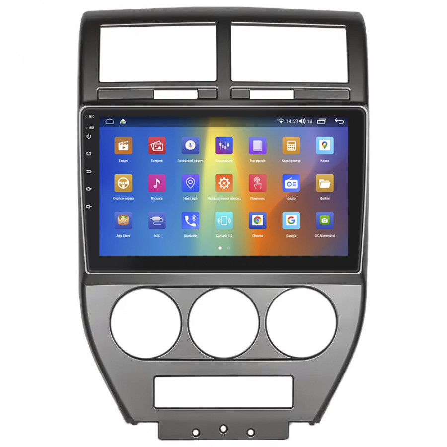 Штатная магнитола Lesko для Jeep Compass I 2006-2010 экран 10" 4/64Gb CarPlay 4G Wi-Fi GPS Prime