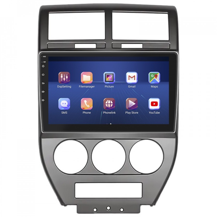 Штатная магнитола Lesko для Jeep Compass I 2006-2010 экран 10" 6/128Gb 4G Wi-Fi GPS Top