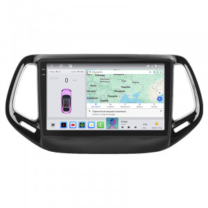 Штатная магнитола Lesko для Jeep Compass II 2017-н.в. экран 10" 4/64 QLED CarPlay 4G Wi-Fi GPS 360 Prime