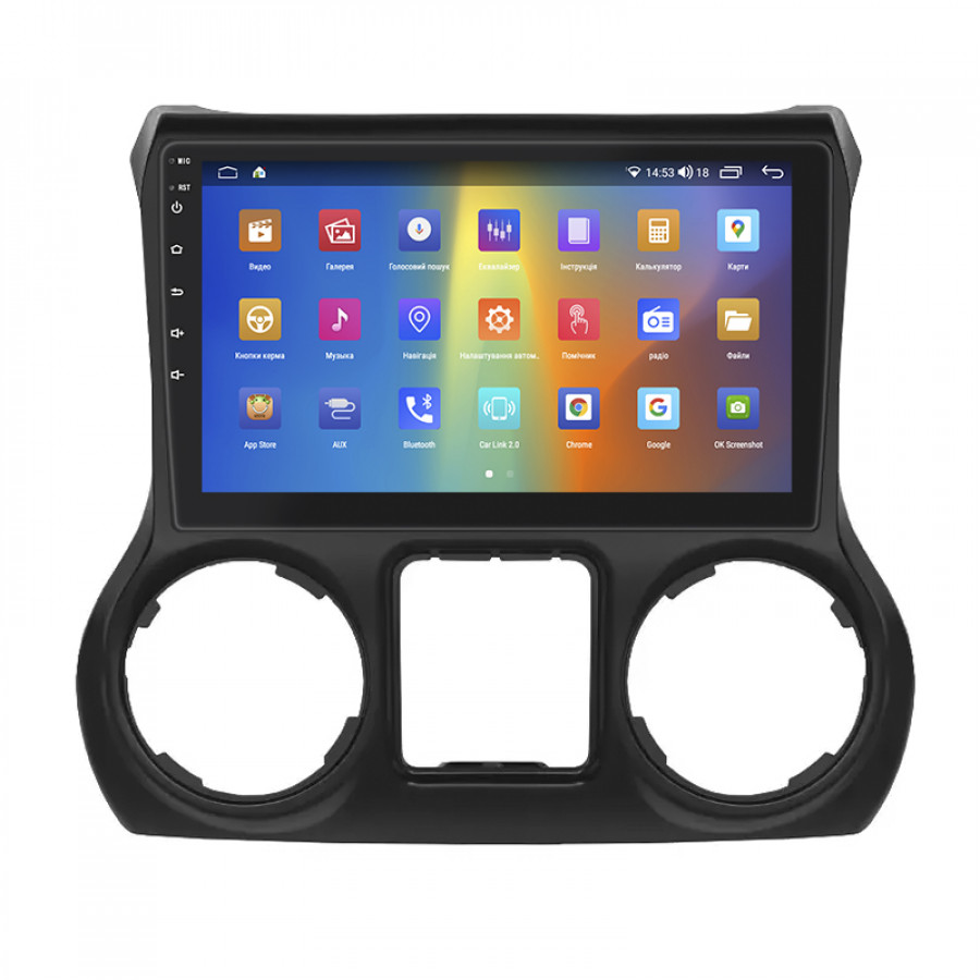 Штатная магнитола Lesko для Jeep Wrangler III (JK) 2007-2018 экран 10" 2/32Gb CarPlay 4G Wi-Fi GPS Prime
