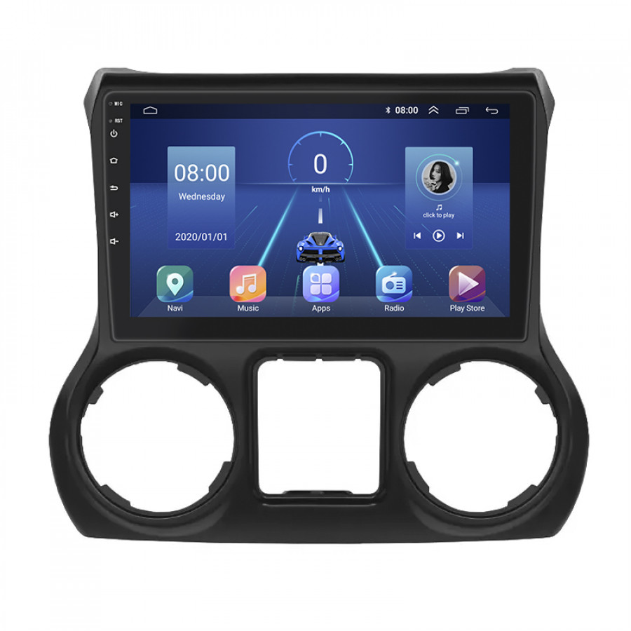 Штатная магнитола Lesko для Jeep Wrangler III (JK) 2007-2018 экран 10" 2/32Gb 4G Wi-Fi GPS Top