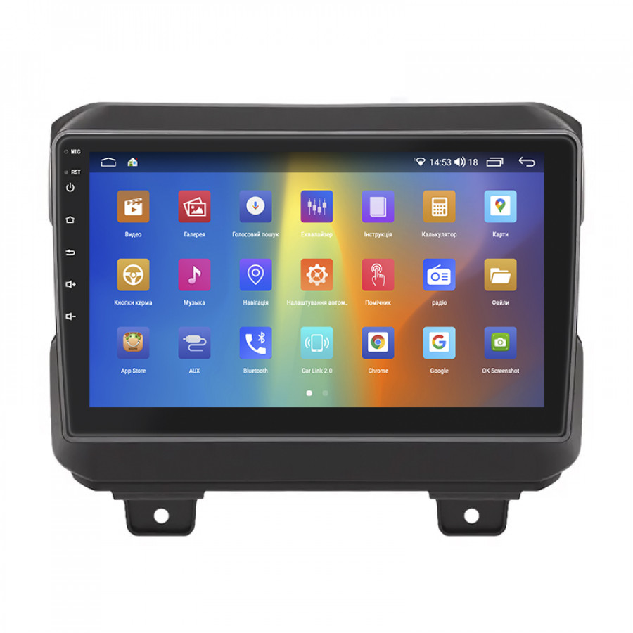 Штатная магнитола Lesko для Jeep Wrangler IV (JL) 2017-н.в. экран 9" 2/32Gb CarPlay 4G Wi-Fi GPS Prime