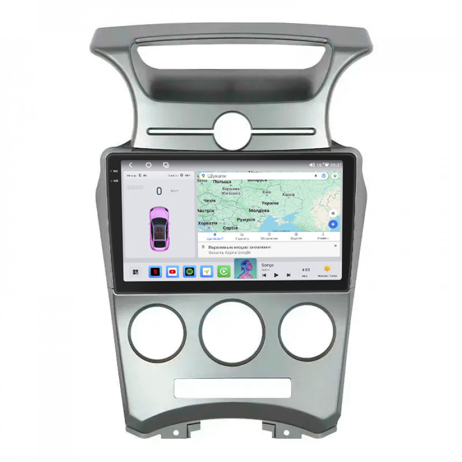 Штатная магнитола Lesko для Kia Carens II (UN) 2006-2012 экран 9" 4/64 QLED CarPlay 4G Wi-Fi GPS 360 Prime