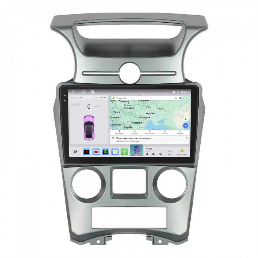 Штатная магнитола Lesko для Kia Carens II (UN) Auto AC 2006-2012 экран 9" 4/64 QLED CarPlay 4G Wi-Fi GPS 360 Prime