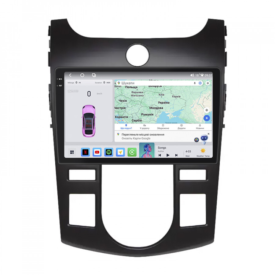 Штатная магнитола Lesko для Kia Forte I 2008-2013 экран 9" 4/64 QLED CarPlay 4G Wi-Fi GPS 360 Prime