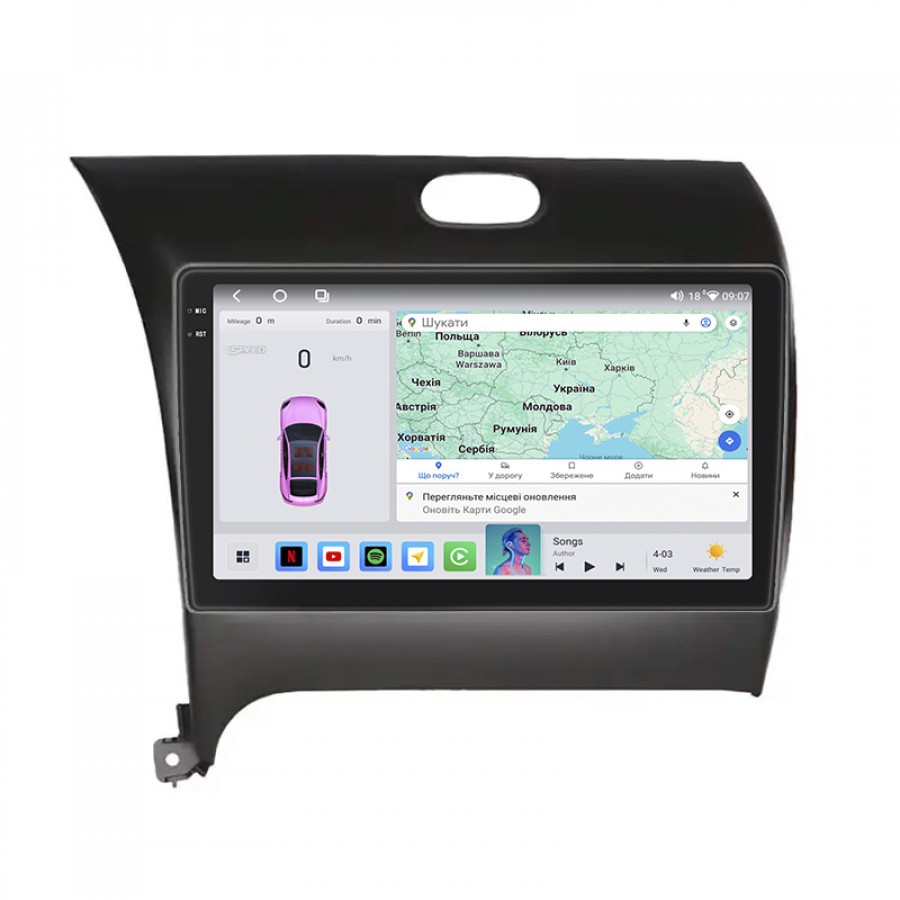 Штатная магнитола Lesko для Kia Forte II 2013-2016 экран 9" 4/64 QLED CarPlay 4G Wi-Fi GPS 360 Prime