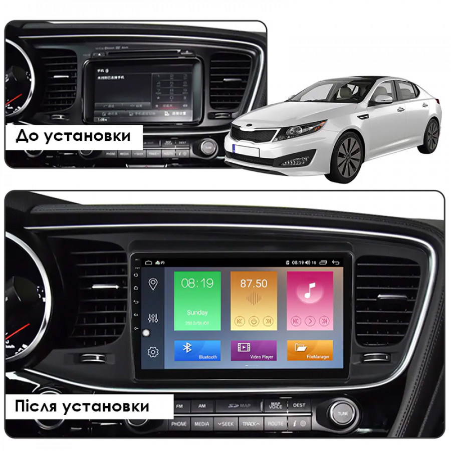 Штатная магнитола Lesko для Kia K5 I Рестайлинг 2013-2015 экран 9" 4/64Gb CarPlay 4G Wi-Fi GPS Prime