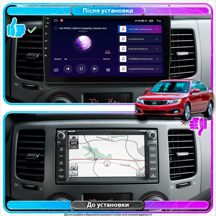 Штатная магнитола Lesko для Kia Magentis II Рестайлинг 2008-2010 экран 9" 6/128Gb 4G Wi-Fi GPS Top