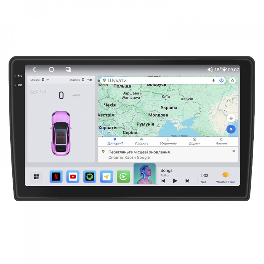 Штатная магнитола Lesko для Kia Optima I 2000-2002 экран 9" 4/64 QLED CarPlay 4G Wi-Fi GPS 360 Prime