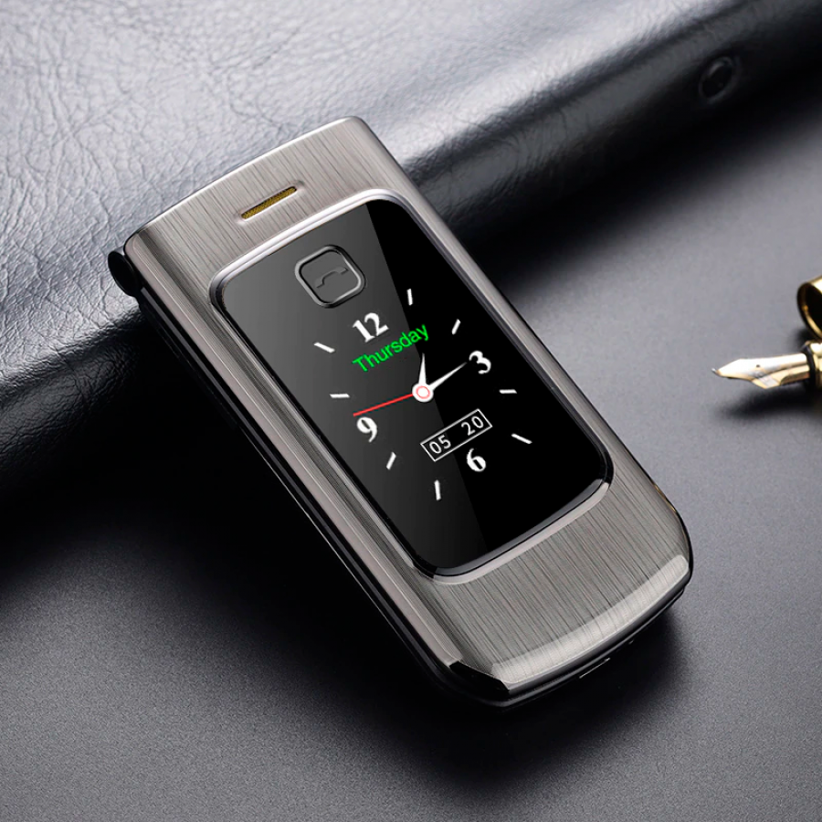 Телефон Tkexun F18 (Happyhere F18) silver. Dual display